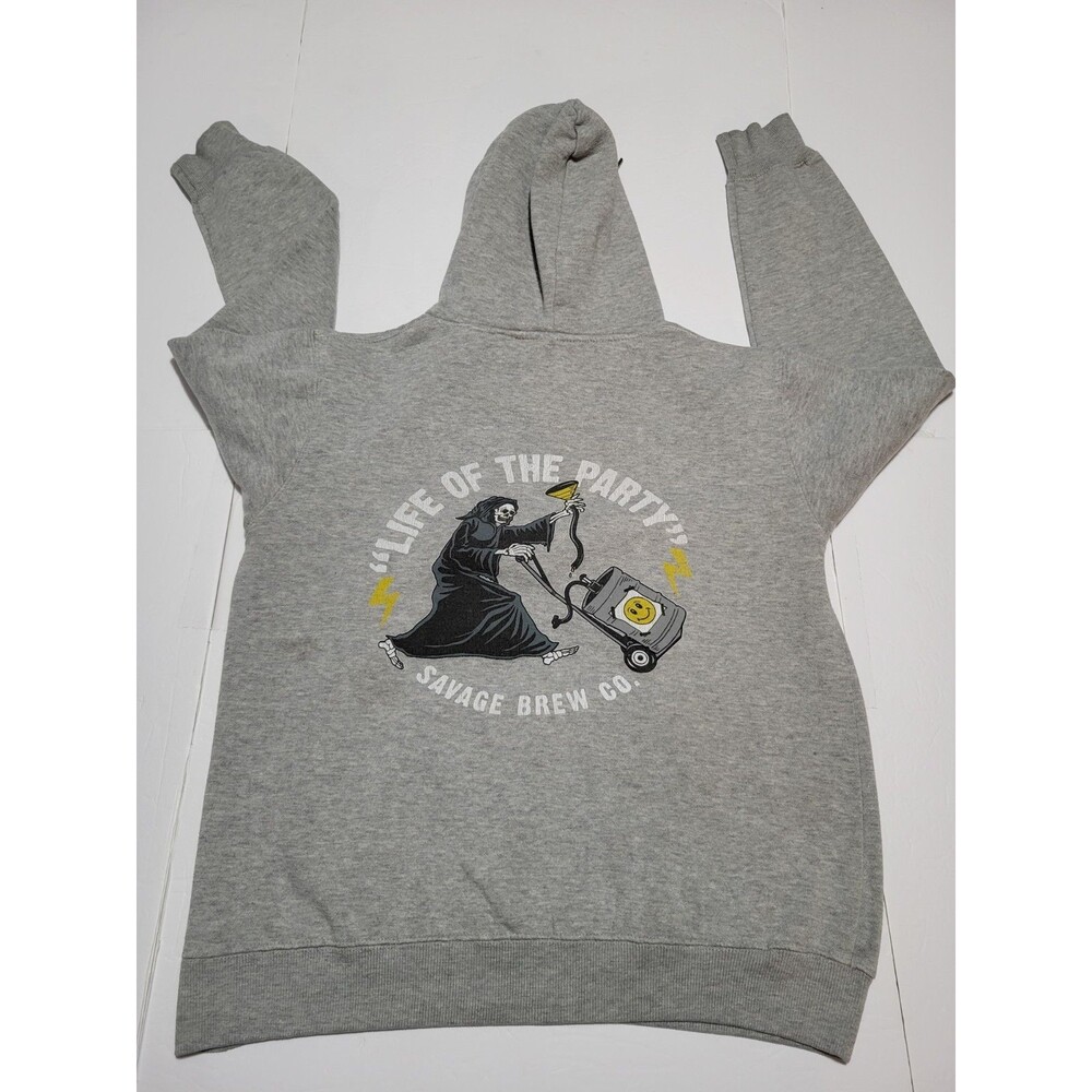 (#L8) Savage Brew Co. Life Of The Party Long Sleeve Hoodie Gray Small